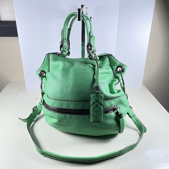 OrYANY Bright Green Pebbled Leather Slouchy Shoulder...